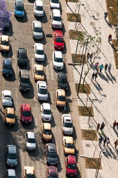 Aerial view of traffic jam in Mexico City