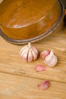 Vintage pan on an old kitchen table, a still life