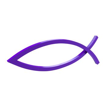 A sign of the evangelical church is this fish run in the color violet.