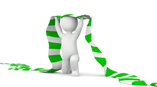 The character is a soccer fan and holding a green and white scarf in hands.