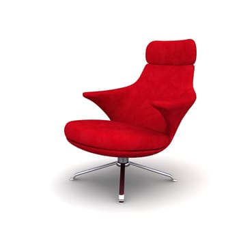 The red armchair is ideal for the interior of an office.