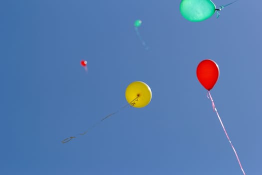 color balloons flying to the sky