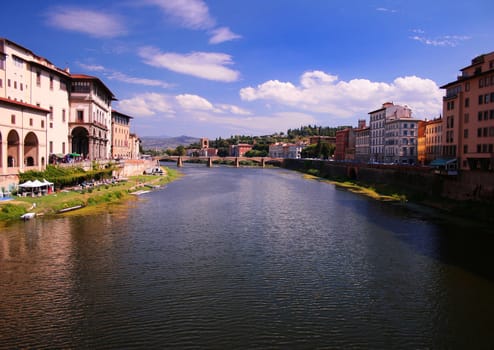 Cityscape of Florence city and river Arno,Tuscany region,  Italy