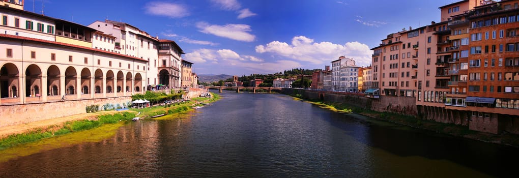 Panoramic photography of Florence city and river Arno,Tuscany region,  Italy
