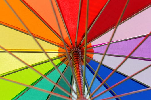 rainbow colored umbrella close-up