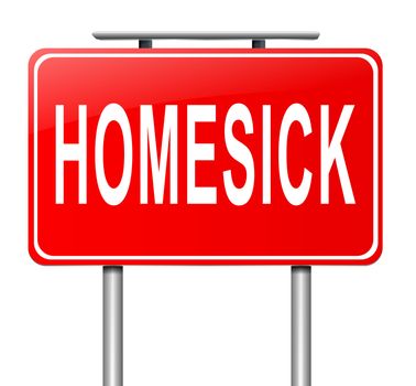 Illustration depicting a sign with a homesick concept.