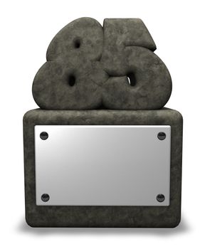 stone number eighty five on socket - 3d illustration