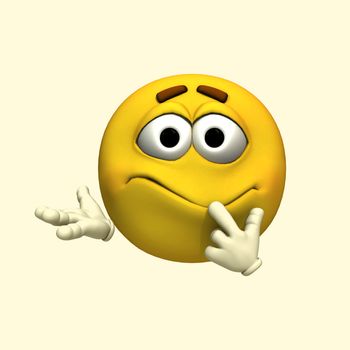 Funny confused Emoticon on yellow background