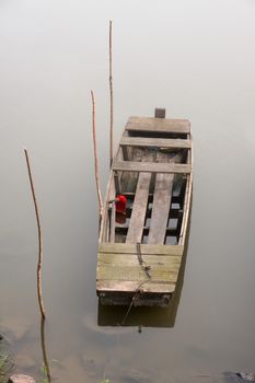Old boat in the fog