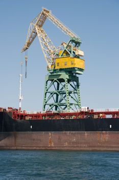 Big industrial crane in a dock