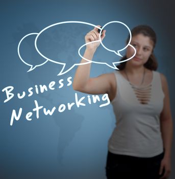 Businesswoman writing Network Concept on Whiteboard