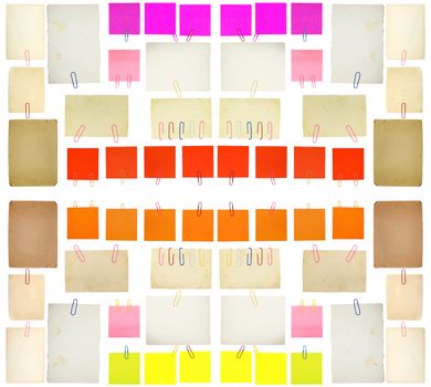 set of vintage paper notes isolated on white background 