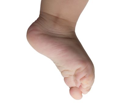 children's foot on a white background