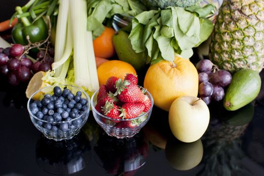 healthy variety of fresh fruits and vegetables