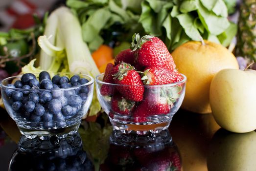 healthy variety of fresh fruits and vegetables