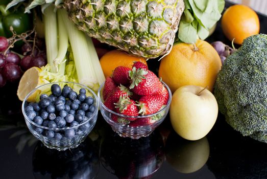 healthy variety of fresh fruits and vegetables