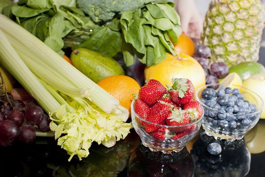 healthy variety of fresh fruits and vegetables