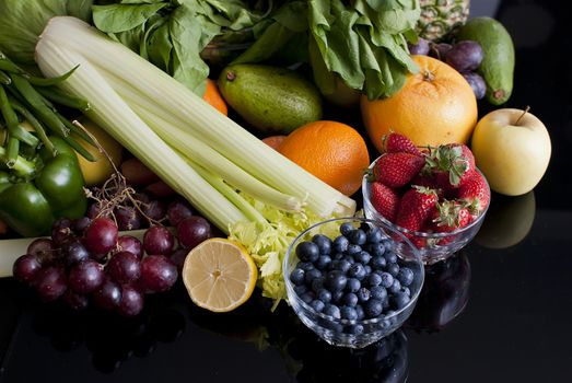 healthy variety of fresh fruits and vegetables