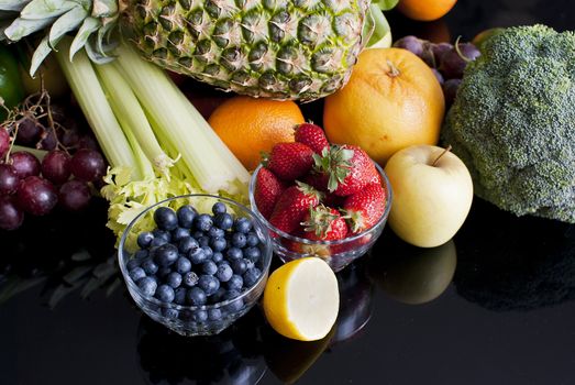 healthy variety of fresh fruits and vegetables