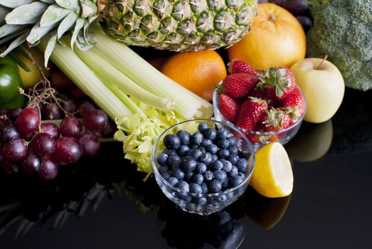 healthy variety of fresh fruits and vegetables