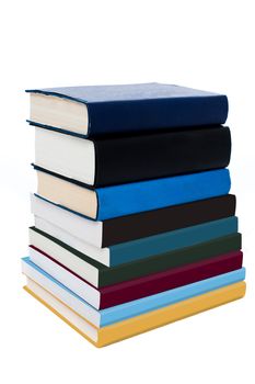 Colorful evenly arranged stack of books