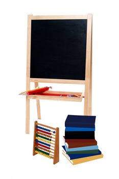 Picture of a classroom with various school stationery