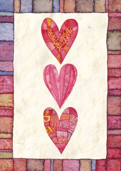 Hearts, greeting card for Valentine's Day