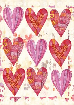 Hearts, greeting card for Valentine's Day