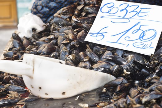 mussels for sale at the local market in palermo