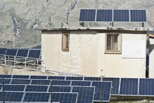 View of solar panels in the Madonie mountains. Sicily