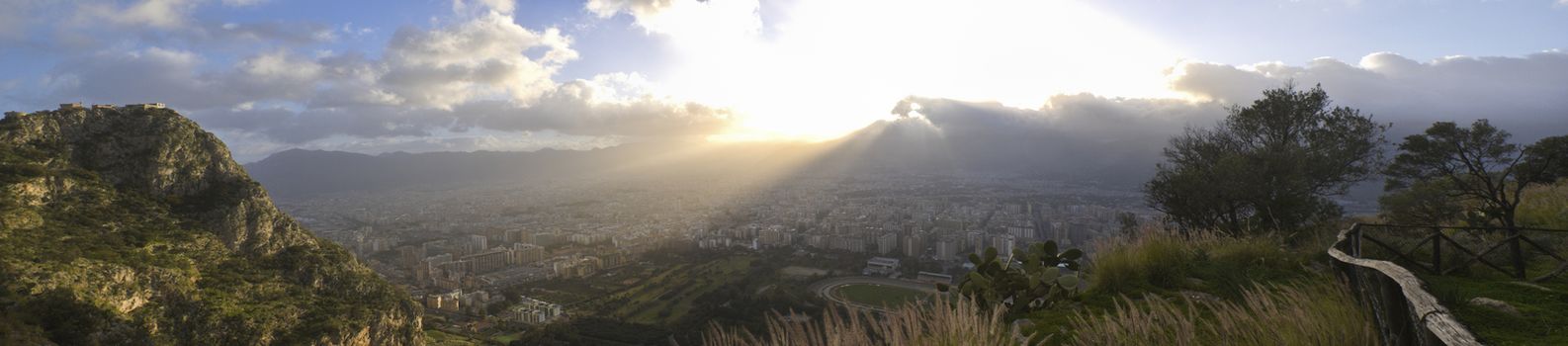 beautiful view of the city of Palermo at sunset