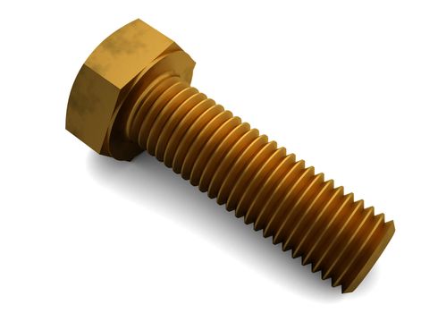 Brass bolt. Isolated render on a white background