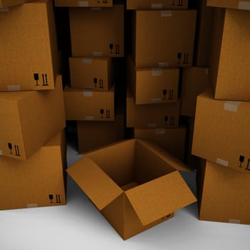 Cardboard boxes. Isolated render on a white background