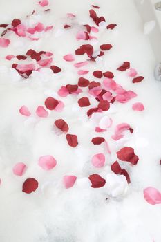 Bath water with rose petals