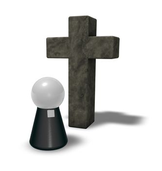 simple pastor figure and christian cross symbol - 3d illustration