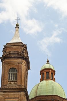 Dome near asinelli tower in Bologna, Italy