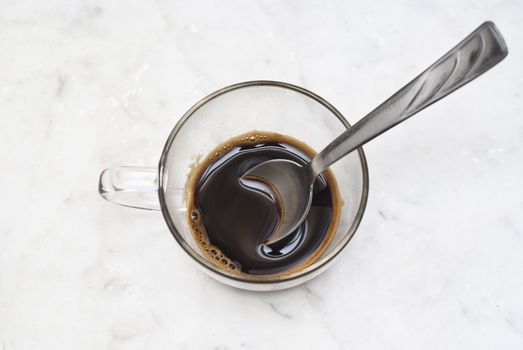 cup of italian coffee chocolate isolated on white marble background