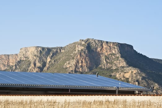 view of solar panels in the mountains. Sicily