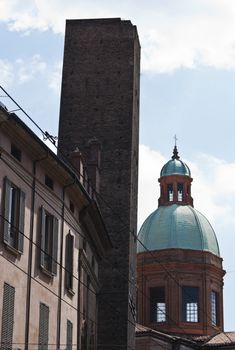 Dome and asinelli tower in Bologna, Italy