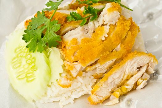 fry chicken rice of thailand