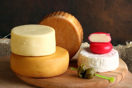 stack  of different types of cheese