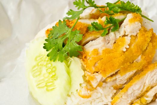 fry chicken rice of thailand