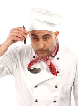 Portrait of a cook on  white background