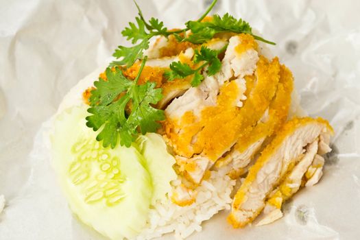 fry chicken rice of thailand