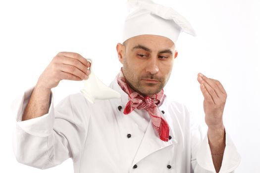 Portrait of a cook on  white background
