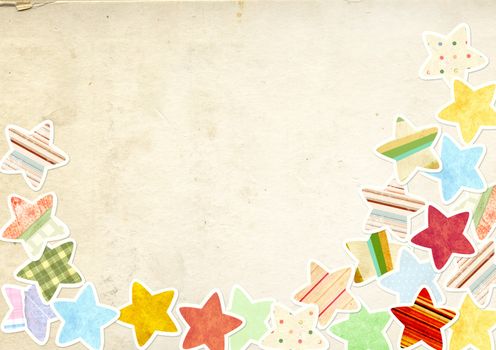 Decorative grunge background with paper stars