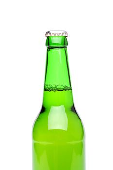 Top one bottle of beer isolated onthe white background