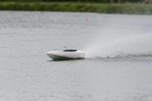 model speedboat on water