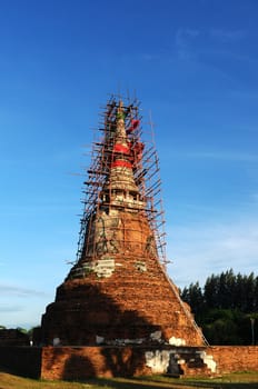 Ancient buddhist wat in Ayutthaya,Thailand
