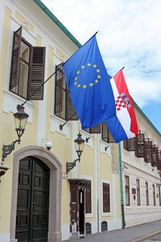 Flags of European Union and Croatia